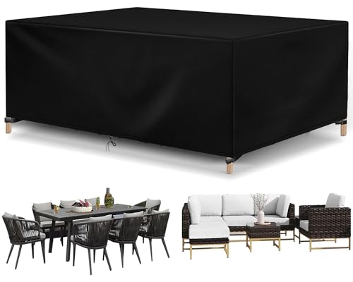 Gartenmöbel Abdeckung Wasserdicht Winterfest Multi Größe Schutzhülle Gartenmöbel Rechteckig Gartentisch Abdeckplane Gartenmöbel Terrassenmöbel Winddicht Anti-UV Abdeckhauben für Möbelsets 125x63x74cm von Flyace