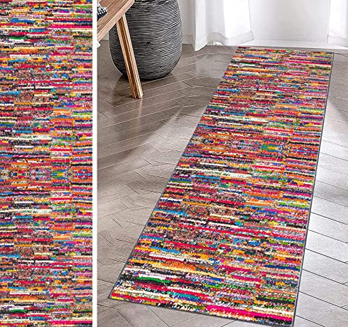 Teppich Läufer Flur 70x200cm rutschfest Teppichläufer Waschbar Multi Stil Eingangsteppich Schmutzfangmatte Innen Lange Fußmatte für Innen Außen Küchenteppich Teppich für Wohnzimmer Schlafzimmer von Flyace