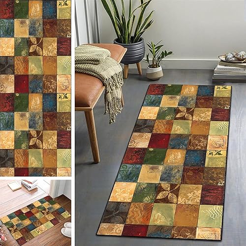 Teppich Läufer Flur rutschfest Multi Stil und Größe Teppichläufer Waschbar Eingangsteppich Schmutzfangmatte Fußmatte für Innen Außen Küchenteppich Teppich für Wohnzimmer Schlafzimmer 120x350cm von Flyace