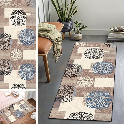 Teppich Läufer Flur rutschfest Multi Stil und Größe Teppichläufer Waschbar Eingangsteppich Schmutzfangmatte Fußmatte für Innen Außen Küchenteppich Teppich für Wohnzimmer Schlafzimmer 60x120cm von Flyace