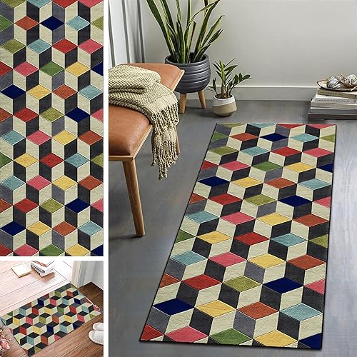 Teppich Läufer Flur rutschfest Multi Stil und Größe Teppichläufer Waschbar Eingangsteppich Schmutzfangmatte Fußmatte für Innen Außen Küchenteppich Teppich für Wohnzimmer Schlafzimmer 90x250cm von Flyace