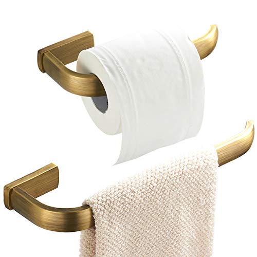 Flybath 2-Teiliges Badezimmer Zubehör Set - Handtuchring und Toilettenpapierhalter Messing Wandmontage Bronze gebürstet von Flybath