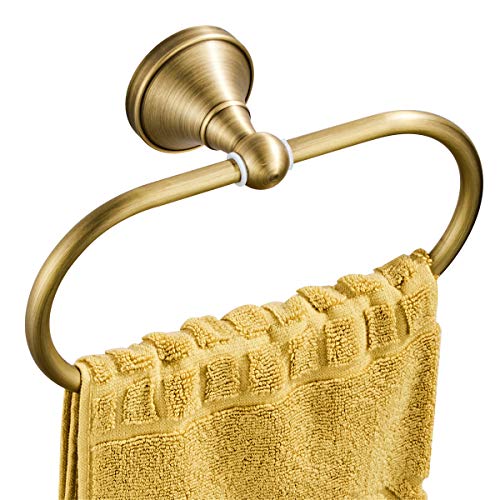 Flybath Ovaler Handtuchring Antiquität Messing Kleiderbügel Handtuchhalter für Badezimmer Küchenaccessoires Wandmontage, Bronze gebürstet von Flybath