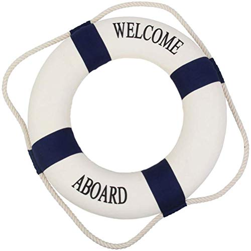 Flybloom 14cm Craft Rettungsring Hanging Lifebuoy Mediterran Style Crafts Willkommen an Bord der nautischen Rettungsring Ring Wandbehang Dekoration, blau von Flybloom