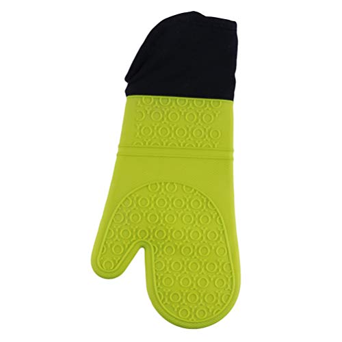 Flybloom Hitzebeständige Silikonhandschuhe Kochen Barbecue Gants Handschuhe in Überlänge Küchenhandschuhe für die Mikrowelle Ofenhandschuh, Grün von Flybloom