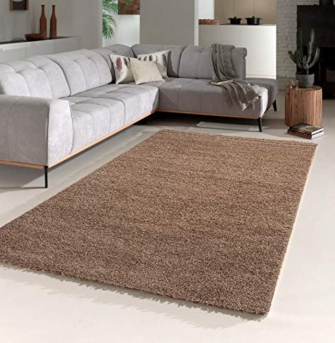 Flycarpets High Stape Teppich Süßigkeiten Shaggy - Farbe: Mocca Größe: 160x230 cm - Wohnzimmer von Flycarpets