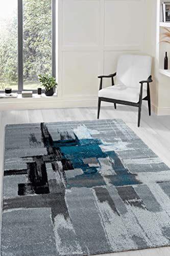 Flycarpets Lima Moderner Teppich - Blau - Kurzflor - Größe: 120X170 Cm - Für Wohnzimmer von Flycarpets