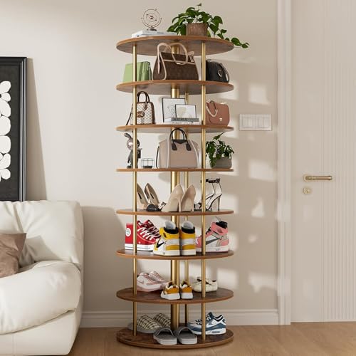 360° Drehbares Schuhregal, 7-Stöckiges Regal Für Schuhe Und Taschen, Zur Aufbewahrung Von Schuhen Und Handtaschen, Spart Platz und Eignet Sich Für Das Wohnzimmer Und Schlafzimmer, in Retro-Braun 360° Drehbares Schuhregal, 7-Stöckiges Regal Für Schuhe Und Taschen, Zur Aufbewahrung Von Schuhen Und Handtaschen, Spart Platz und Eignet Sich Für Das Wohnzimmer Und Schlafzimmer, in Retro-Braun von Flycity