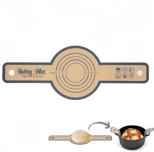 Flycppo Silikon Backmatte für Dutch Oven,Wiederverwendbare Backmatte Brot mit Langen Griffen,Backmatte Brot für Küche Backofen Silicone Bread Sling Flycppo Silikon Backmatte für Dutch Oven,Wiederverwendbare Backmatte Brot mit Langen Griffen,Backmatte Brot für Küche Backofen Silicone Bread Sling von Flycppo