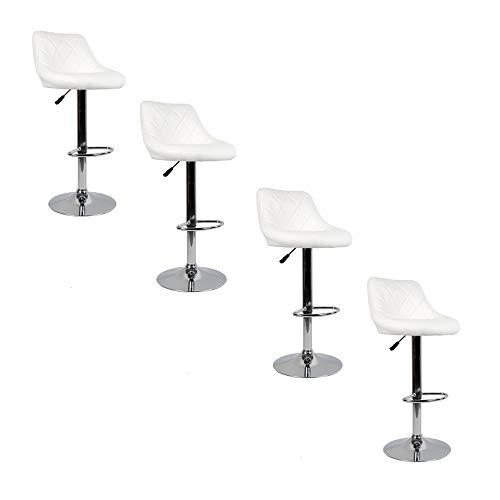 Flyelf 4er Set Barhocker mit Lehne,Kunstleder Tresenhocker 360° Drehbar,Höhenverstellbar 59cm-79cm (4-Weiß) von Flyelf