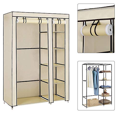 Flyelf DIY Falt Kleiderschrank Stoffschrank Steck Kleider Schrank Regal System Kleiderstange Garderobe von Flyelf