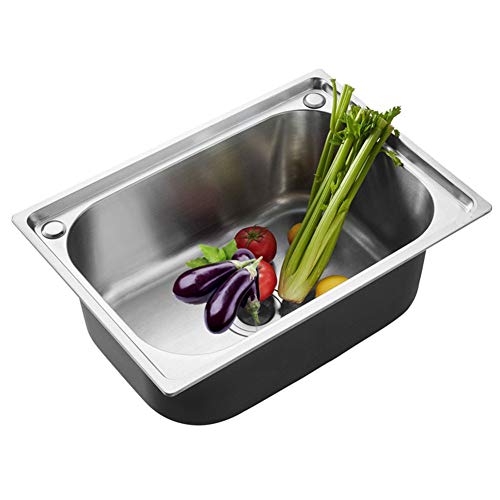 Flyelf Edelstahl-Spüle, 1 Schüssel mit Wasserreiniger aus Kunststoff, Abflusssieb von Flyelf