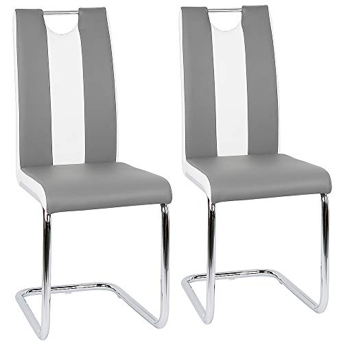 Flyelf Freischwinger Stuhl Vegas 2er Set Esszimmerstühle für Küche/Esszimmer/Büro (Grau - Weiß, 2) von Flyelf