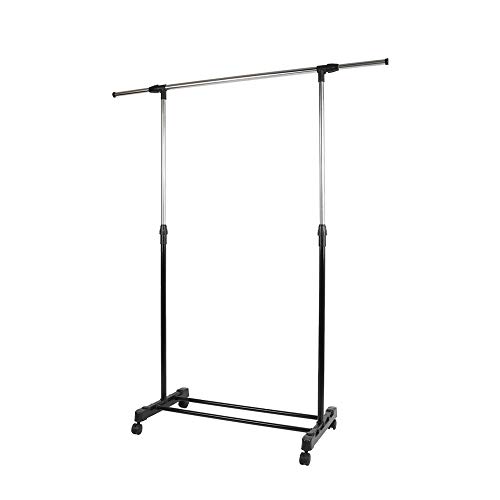 Flyelf Kleiderständer mit 4 Rollen,Garderobenständer mit Schuhablage,Kleiderstange höhenverstellbar 90cm-158cm von Flyelf