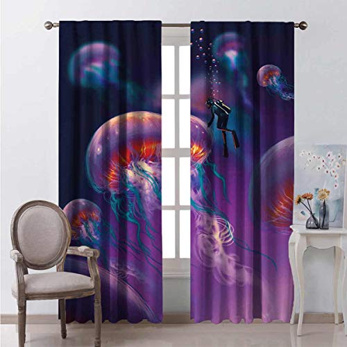 Flyerer Jellyfish Verdunkelter Vorhang schafft eine komfortablere Atmosphäre, um die Szene außerhalb des Fensters anzupassen, B 84 x L 108 cm, ideal für Wohnzimmer und Schlafzimmer Flyerer Jellyfish Verdunkelter Vorhang schafft eine komfortablere Atmosphäre, um die Szene außerhalb des Fensters anzupassen, B 84 x L 108 cm, ideal für Wohnzimmer und Schlafzimmer von Flyerer