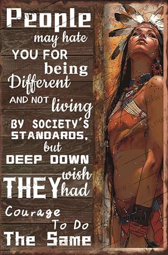 Indianer-Kunstdrucke für die Wand, Indianerinnen und Ureinwohner können dich hassen für Being Different Blechschild, Dekoration, Vintage-Chic, Metallposter, Wanddekoration, Kunstgeschenk für Zuhause Indianer-Kunstdrucke für die Wand, Indianerinnen und Ureinwohner können dich hassen für Being Different Blechschild, Dekoration, Vintage-Chic, Metallposter, Wanddekoration, Kunstgeschenk für Zuhause von Flyhaw