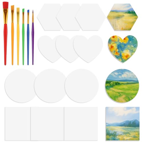 Flying Pottery 12 Stück Leinwand Set zum Bemalen, Acryl Malblöcke für Fluid Art & Acrylic Pouring, für Kreative Heimdekoration (Weiß) von Flying Pottery
