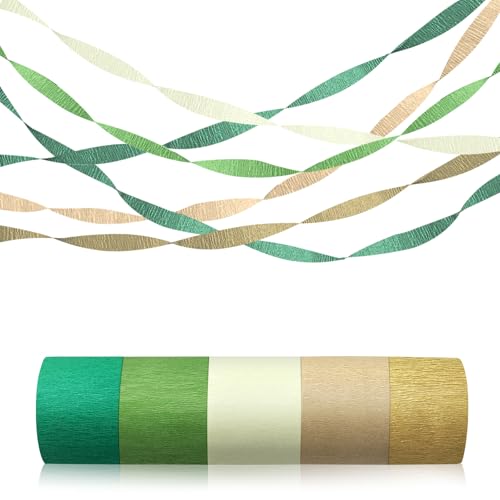 Flying Pottery 5 Rollen Krepppapier, Krepppapier Grün Gold Khaki Crepe Papier Kreppapier Luftschlangen für Boho BrautParty Hochzeit Jahrestag Hintergrund Dekorationen Flying Pottery 5 Rollen Krepppapier, Krepppapier Grün Gold Khaki Crepe Papier Kreppapier Luftschlangen für Boho BrautParty Hochzeit Jahrestag Hintergrund Dekorationen von Flying Pottery