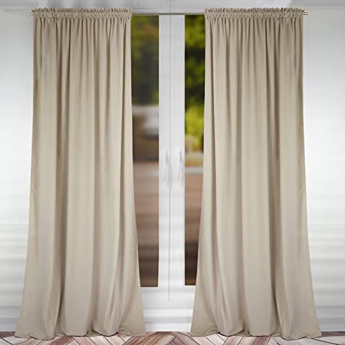 FLYing Curtains - Vorhänge für Wohnzimmer, Schlafzimmer - Vorhang Blickdicht mit Kräuselband - Samtvorhang - 1 Stück - 145 x 250 cm - Beige von FLYing