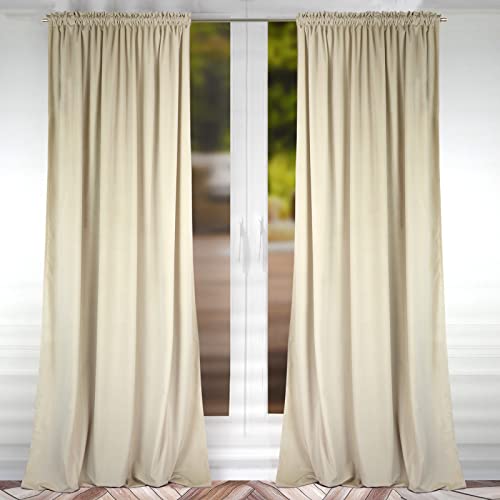 FLYing Curtains - Vorhänge für Wohnzimmer, Schlafzimmer - Vorhang Blickdicht mit Kräuselband - Samtvorhang - 1 Stück - 145 x 250 cm - Cremig von FLYing