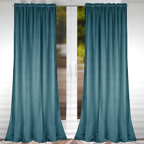 FLYing Curtains - Vorhänge für Wohnzimmer, Schlafzimmer - Vorhang Blickdicht mit Kräuselband - Samtvorhang - 1 Stück - 145 x 250 cm - Maritim von FLYing