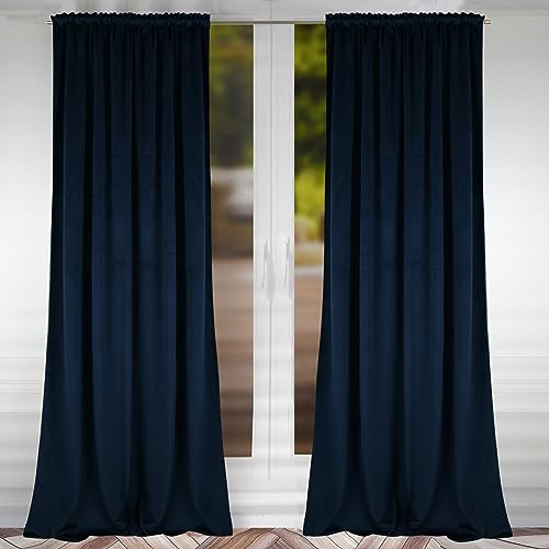 FLYing Curtains - Vorhänge für Wohnzimmer, Schlafzimmer - Vorhang Blickdicht mit Kräuselband - Samtvorhang - 1 Stück - 145 x 250 cm - Pariser Blau von FLYing