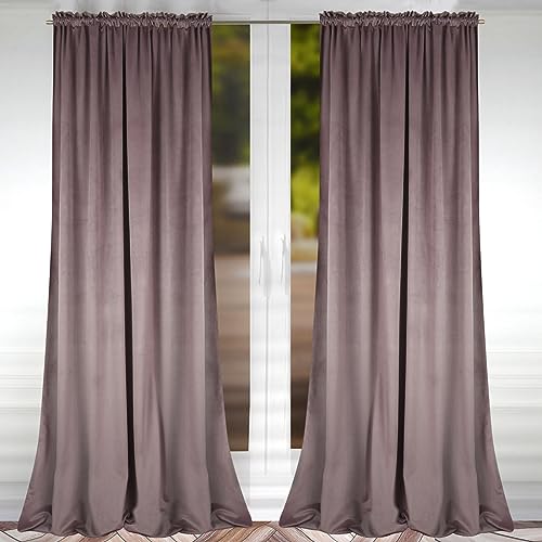 FLYing Curtains - Vorhänge für Wohnzimmer, Schlafzimmer - Vorhang Blickdicht mit Kräuselband - Samtvorhang - 1 Stück - 145 x 250 cm - Pastellrosa von FLYing