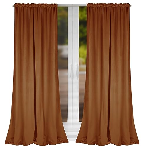 FLYing Curtains - Vorhänge für Wohnzimmer, Schlafzimmer - Vorhang Blickdicht mit Kräuselband - Samtvorhang - 1 Stück - 145 x 250 cm - Rotbraun von FLYing