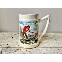 Vintage Holzfäller Keramik Bierkrug von FlyingCheerioStudio