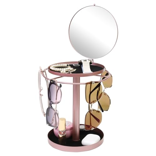 360° drehbarer Sonnenbrillen-Organizer mit Spiegel, Metall-Brillen-Halter, Sonnenbrillen-Aufbewahrung, Display, Brillen-Regal mit Ablage für Schreibtisch, Nachttisch, Kommode, Tisch, Schlafzimmer 360° drehbarer Sonnenbrillen-Organizer mit Spiegel, Metall-Brillen-Halter, Sonnenbrillen-Aufbewahrung, Display, Brillen-Regal mit Ablage für Schreibtisch, Nachttisch, Kommode, Tisch, Schlafzimmer von FlyingMage