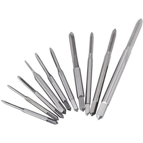 10 Stück Gewindebohrer Set, Gewindeschneider und Gewindebohrer M1 bis M3.5 für Feingewinde, Micro Taps Set und Fertigschneider Maschinengewindebohrer Drahtgewindebohrer Gewindebohrer von Flylin