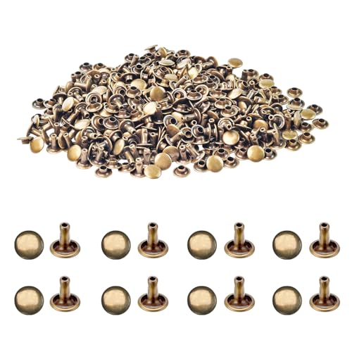 200 Stück Leder Nieten Set, 8mm Ledernieten mit Gürtelnieten Kappe doppelter runder röhrenförmige Metallnieten, Doppelkappe Hohlnieten für DIY Lederhandwerk Kleidung Reperatur Dekoration (Silber) von Flylin