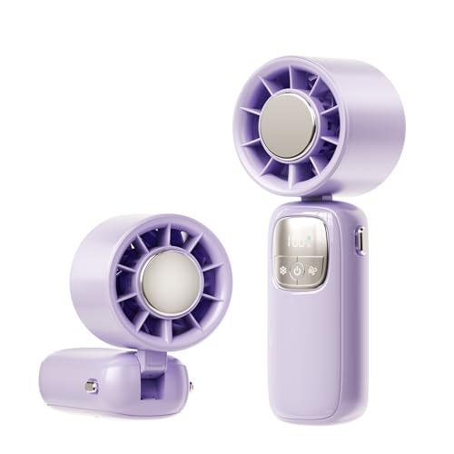 Flylin Tragbarer Mini Handventilator, 3-in-1 Wiederaufladbar Ventilator mit 5 Geschwindigkeitsstufen für Damen Herren, Faltbarer USB-Ventilator Taschenlampe für Büro, Outdoor Reisen, Sommer (Lila) von Flylin