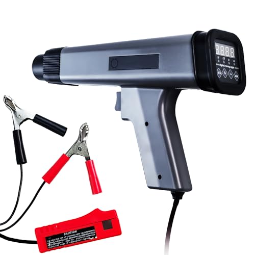 Zündlichtpistole Stroboskoplampe, Motor Zündzeitpunktpistole LED Digitalanzeige Blitzer Auto mit Zündeinstellampe, Digitales Zeitlicht Induktives Timing Lich für Auto Motorrad Marine Boot Rasenmäher von Flylin
