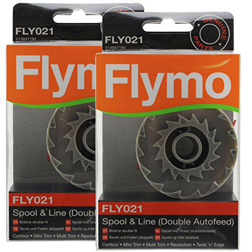 Flymo Original Contour 500 700 Motorsense Spule & Linie Doppel Selbstladend (Packung zu 2, FLY021) von Flymo