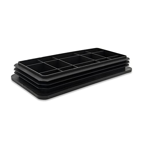 Flyshop 4 Stück rechteckige Kunststoffrohr-Endkappen für Stuhl, schwarz, 100 x 200 mm, 10,2 x 20,3 cm von Flyshop