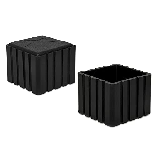 Flyshop Stuhlbeinkappen Möbeluntersetzer Bodenschoner aus synthetischem Gummi, quadratische Beine, 4 Stück (5,0 x 5,0 cm, 50 x 50 mm, schwarz) von Flyshop