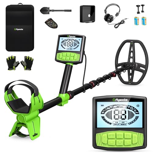 Flysocks Metalldetektor Profi Set, Metal Detector Wasserdicht IP68 mit präzisem Pinpointer, 25cm Detektionstiefe, 5 Modi (45-126cm), Gold Detektor Geeignet für Erwachsene und Kinder von Flysocks
