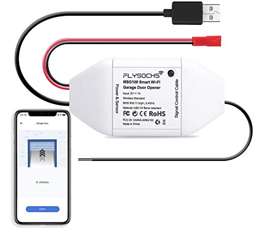 Flysocks Smart Garagentoröffner, WLAN Garage Door Schalter, Kompatibel mit Alexa, Google Assistant, kein Hub erforderlich, APP-Steuerung von Flysocks