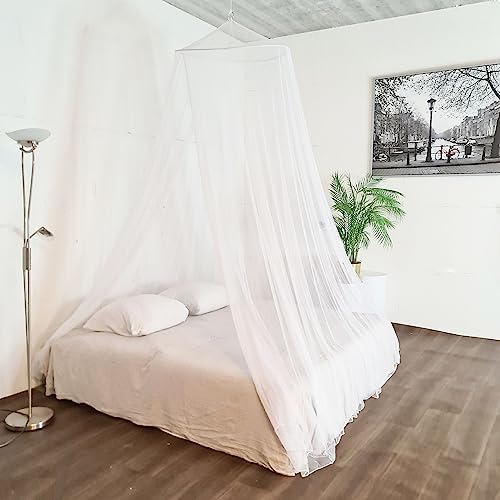 Flystopper XXL Moskitonetz Reise für Doppelbett – Mückennetz Bett mit extra großem Ring (80 cm), Moskitonetz Bett inkl. Aufhängeschnur & Tragetasche – Himmelbett Mückenschutz–250x80x1400cm von Flystopper