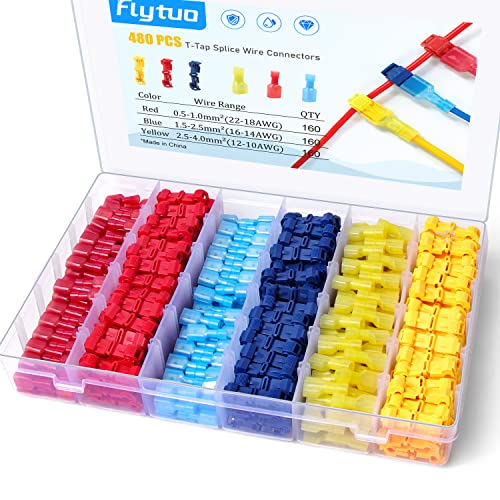 Flytuo 480 Stück Elektrische Steckverbinder Isolierte Kabelschuhe Set Quetschverbinde, Insulated Male Quick Disconnect Spade Terminals Assortment Kit Flytuo 480 Stück Elektrische Steckverbinder Isolierte Kabelschuhe Set Quetschverbinde, Insulated Male Quick Disconnect Spade Terminals Assortment Kit von Flytuo