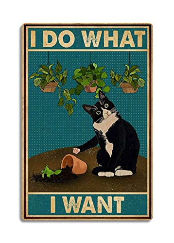 Fmcmly Blechschilder mit Aufschrift "I Do What I Want", lustige schwarze Katze, personalisierbar, Metallposter, Wandkunst, Dekoschild für Zuhause, Badezimmer, Garten, Toilette, Schlafzimmer, Bar, von Fmcmly