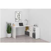 FMD Eckschreibtisch "Lexo" Schreibtisch/Sideboard viel Stauraum, beidseitig montierb., 136/205 cm von Fmd