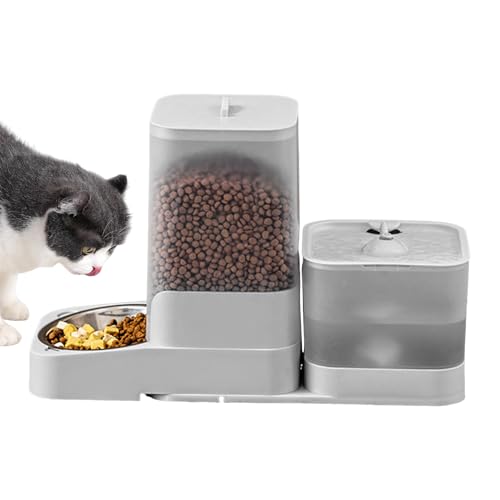 FmtwPhn Automatischer Katzenfutterautomat - Automatischer Hundefutterautomat Mit Wassertränke,Futterbehälter Aufbewahrung Mit Edelstahlnapf Für Haustiere von FmtwPhn