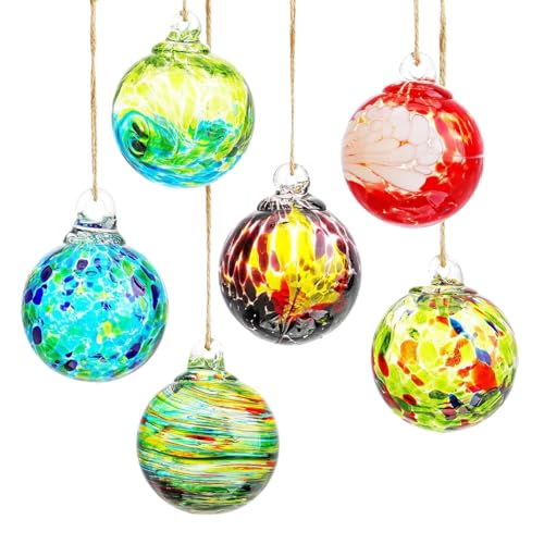 FmtwPhn Handgeblasene Glaskugeln, kreative geblasene Glaskugel-Dekoration – Glas-Weihnachtsschmuck, hängende Glaskugeln für Zuhause, Außenbereich, Fenster, Terrasse, Garten von FmtwPhn