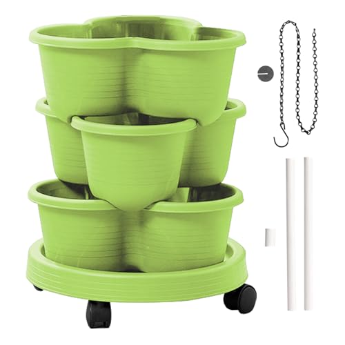 FmtwPhn Hochbeet Vertikal | Gemüsebeet - 3 Ebenen Pflanzenturm Mit Abnehmbaren Rädern Und Werkzeug Für Küchenkräuter Erdbeeren Blumen Terrasse Balkon Garten von FmtwPhn