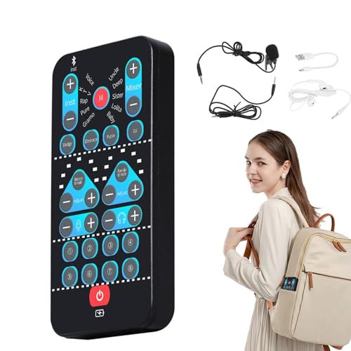 FmtwPhn Live-Soundkarten-Sprachwechsler, Handheld-Sprachwechsler, Tragbarer multifunktionaler Soundwechsler mit 8 Soundeffekten, Handheld-Soundkarte, tragbare Live-Soundkarte, Voice Disguiser Plug and von FmtwPhn