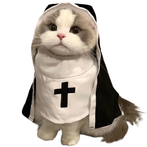 FmtwPhn Nonnenkostüm für Hunde, Nonnenkostüm für Hunde - Halloween-Hundekostüm, lustiges Cosplay-Nonnenkostüm | Niedliches Haustierkostüm „Sister Habit“-Haustiertuch für kleine Katzen von FmtwPhn