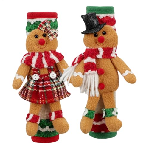 FmtwPhn Weihnachtstürgriffabdeckungen – 2 x Lebkuchenmann-Küchengeräte-Griffabdeckungen, Geschirrspüler-Kühlschrank-Tür, Kühlschrank-Abdeckung von FmtwPhn