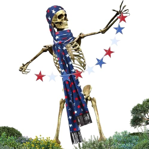 3,7 Meter Skelett Kleidung - Totenkopf Handbanner Set,Skelett-Deko-Outfit mit Banner für Halloween Rasen Innen Außen 3,7 Meter Skelett Kleidung - Totenkopf Handbanner Set,Skelett-Deko-Outfit mit Banner für Halloween Rasen Innen Außen von Fmzrbnih